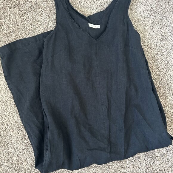 Whimsy Row Dress Womens Small Black Sleeveless Linen High Slit Maxi S - Picture 1 of 9